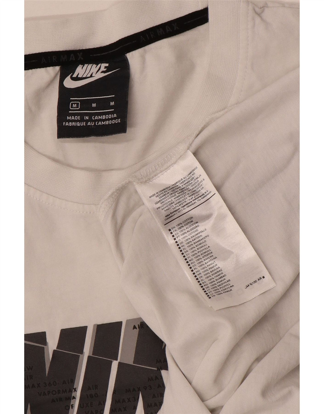 Nike Herre Air Max Grafisk T-shirt Top Medium Hvid Bomuld