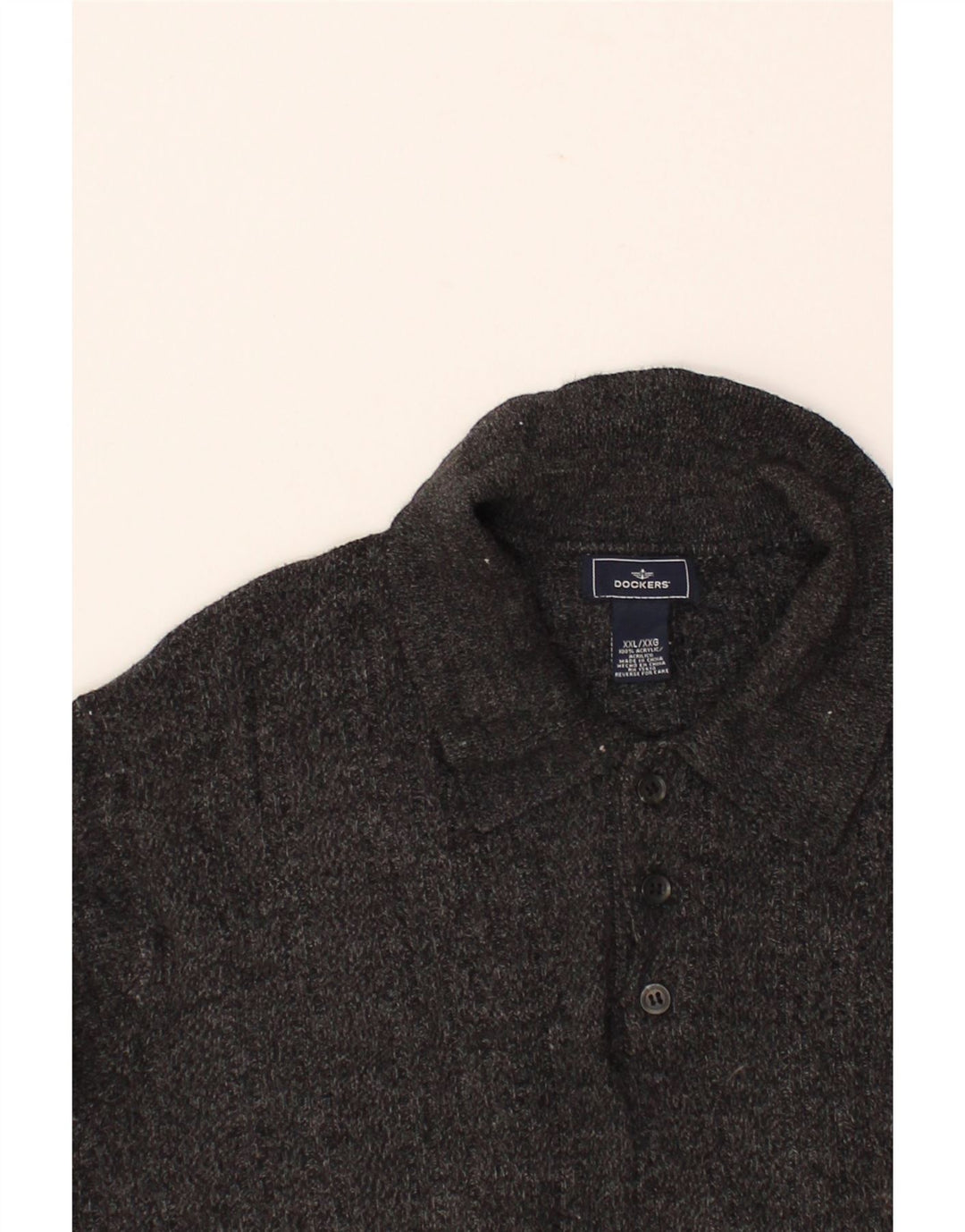 DOCKERS Mens Polo Neck Jumper Sweater 2XL Grey Acrylic Vintage Dockers and Second-Hand Dockers from Messina Hembry 