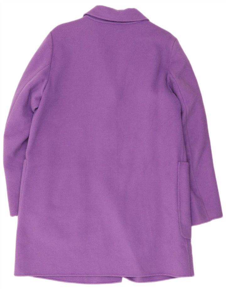 Benetton Dame Overfrakke UK 14 Stor Lilla Uld