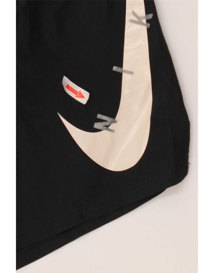 Nike Dame Dri Fit grafiske sportsshorts UK 14 Medium Sort Polyester