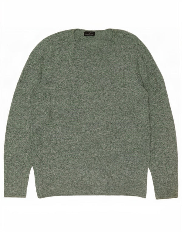 Zara Herre Boat Neck Jumper Sweater Large Grøn Flecked