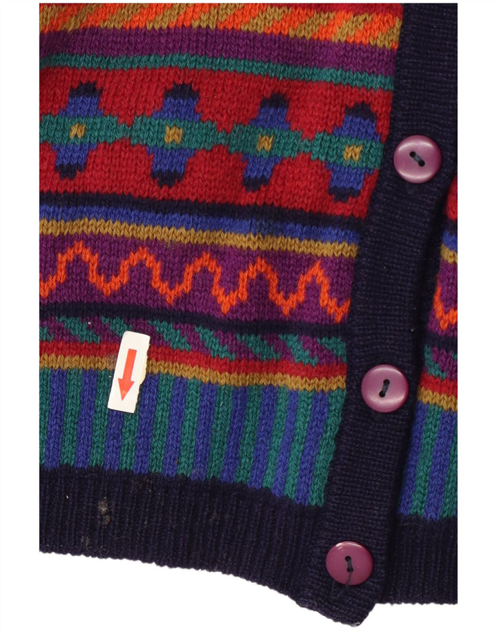 Tulchan Dame Cardigan Sweater UK 14 Medium Flerfarvet geometrisk uld
