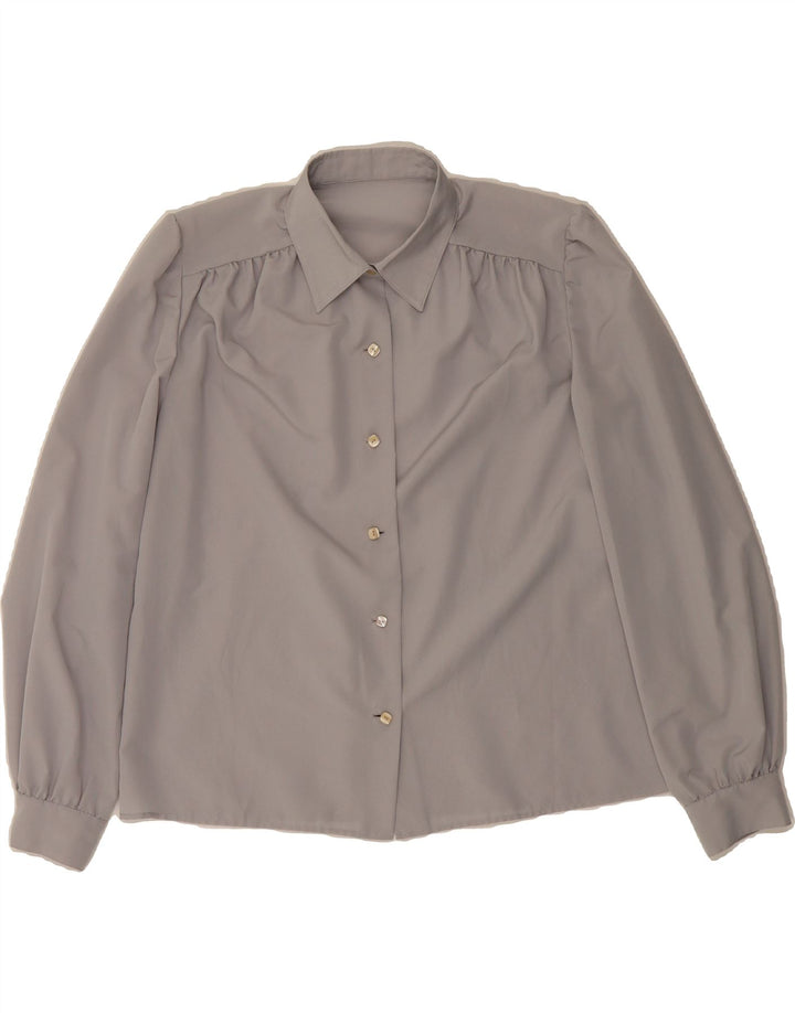VINTAGE Womens Shirt Blouse UK 16 Large Grey Vintage Vintage and Second-Hand Vintage from Messina Hembry 