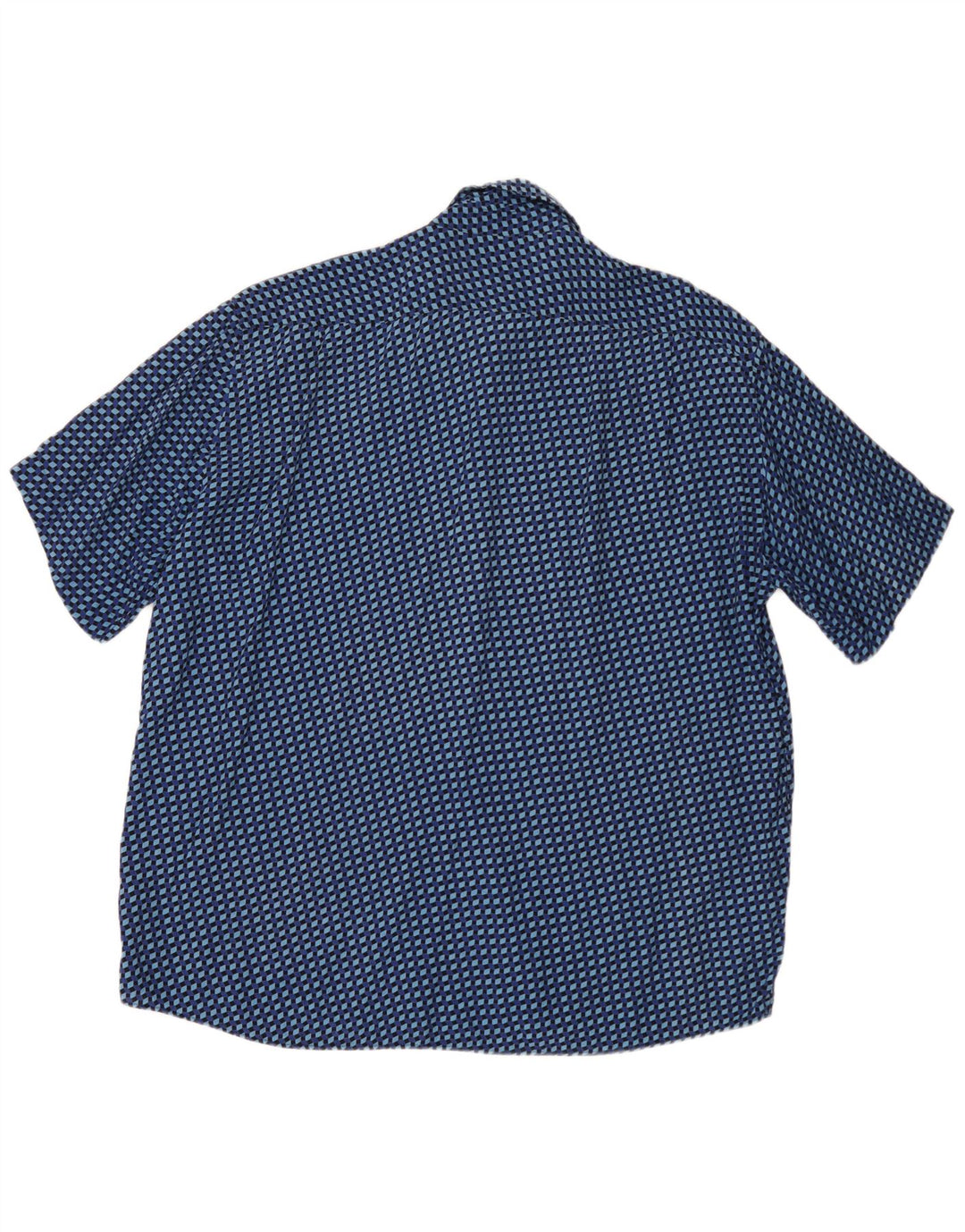 Vintage kortærmet herreskjorte 2XL blå geometrisk