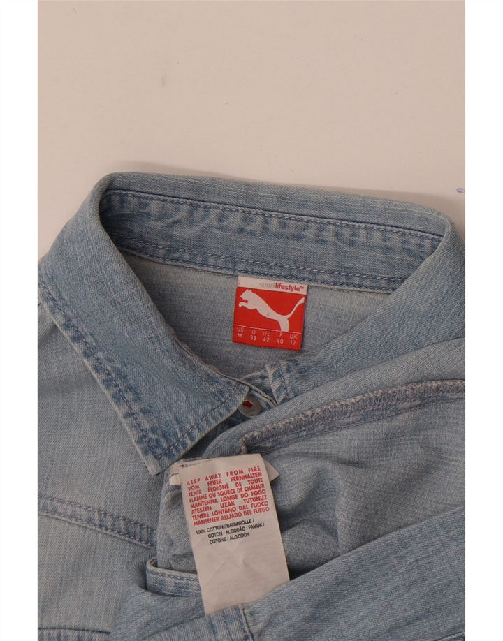 Puma Dame Denim Shirt UK 12 Medium Blue Cotton