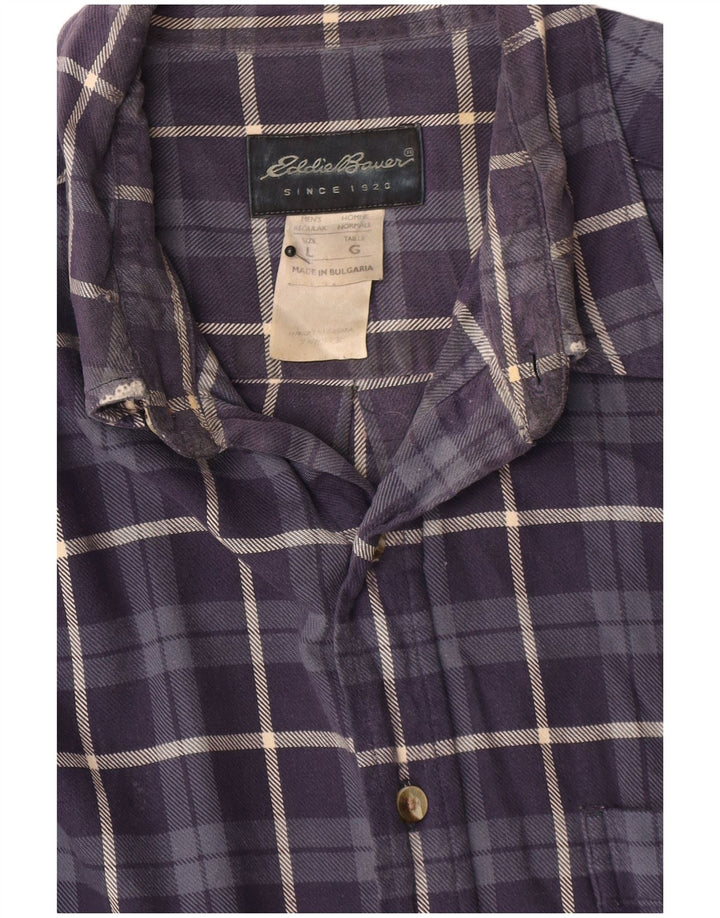 Eddie Bauer Herre flannelskjorte Stor marineblå ternet bomuld