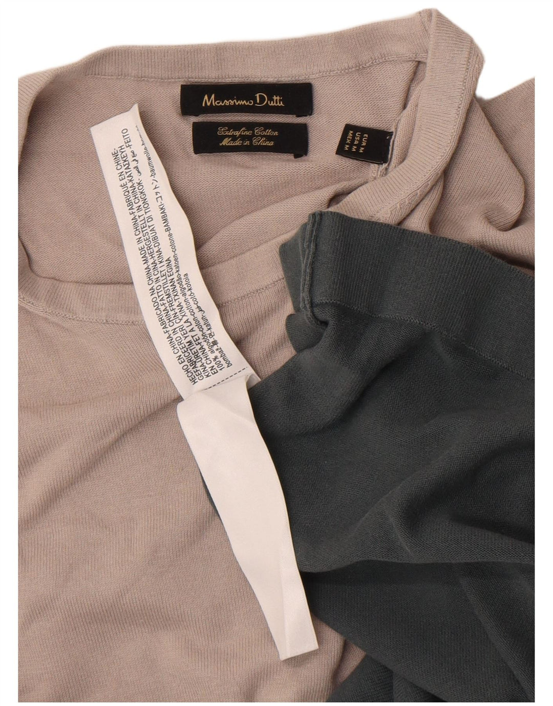 Massimo Dutti Herre T-Shirt Top Medium Grøn Colourblock Bomuld