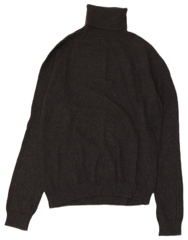 ZARA Dame Rullehals Sweater UK 18 XL Grå Bomuld