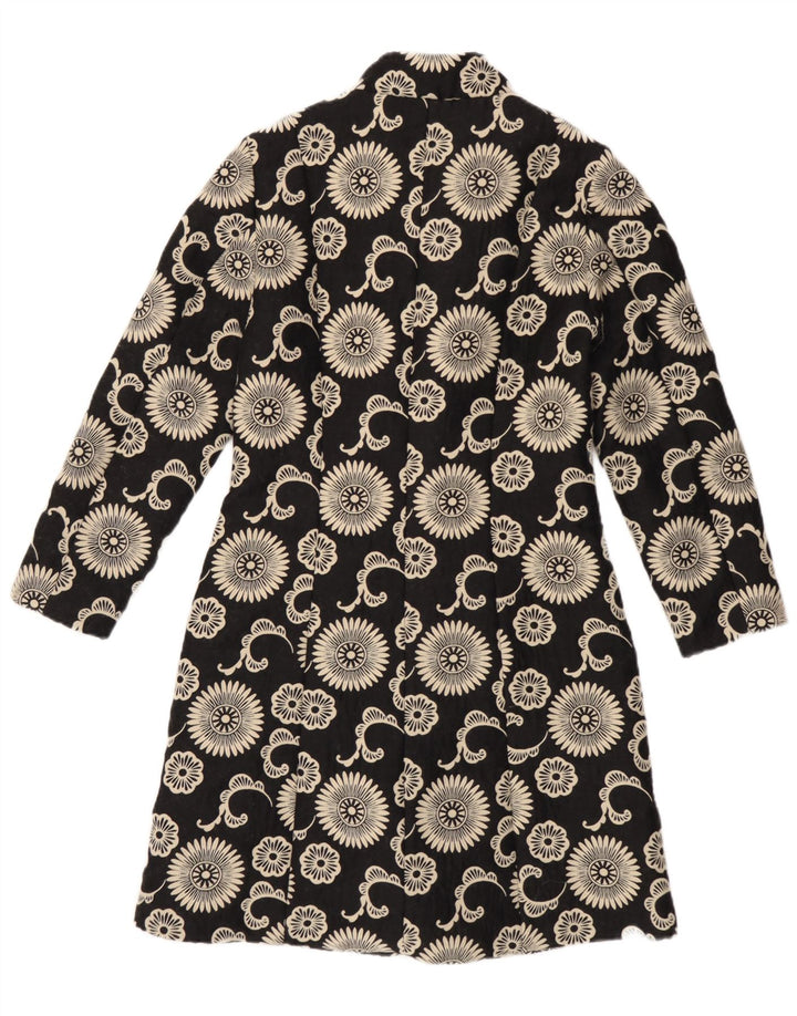 Vintage overfrakke til kvinder UK 12 Medium Black Floral