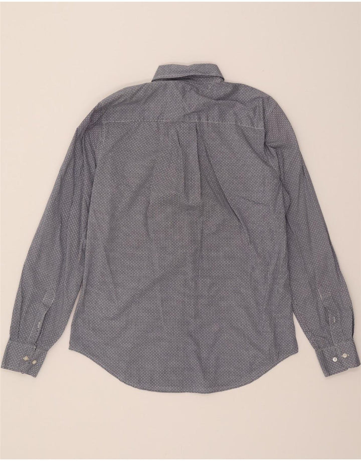 TOMMY HILFIGER Mens Graphic Custom Fit Shirt Small Blue Geometric Cotton Vintage Tommy Hilfiger and Second-Hand Tommy Hilfiger from Messina Hembry 