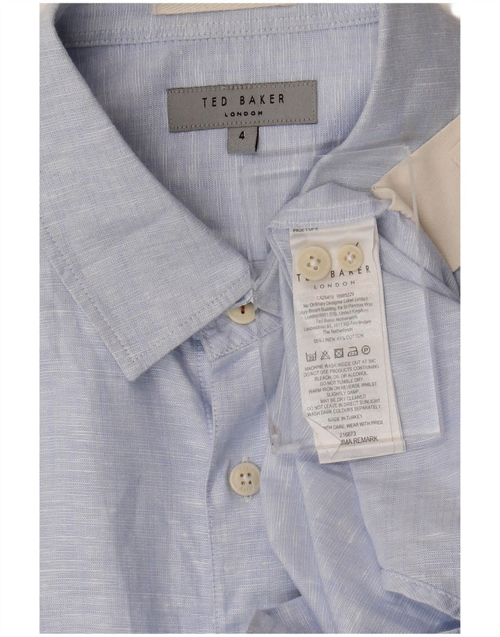 Ted Baker Herreskjorte str. 4 Large Blå Flecked Linen