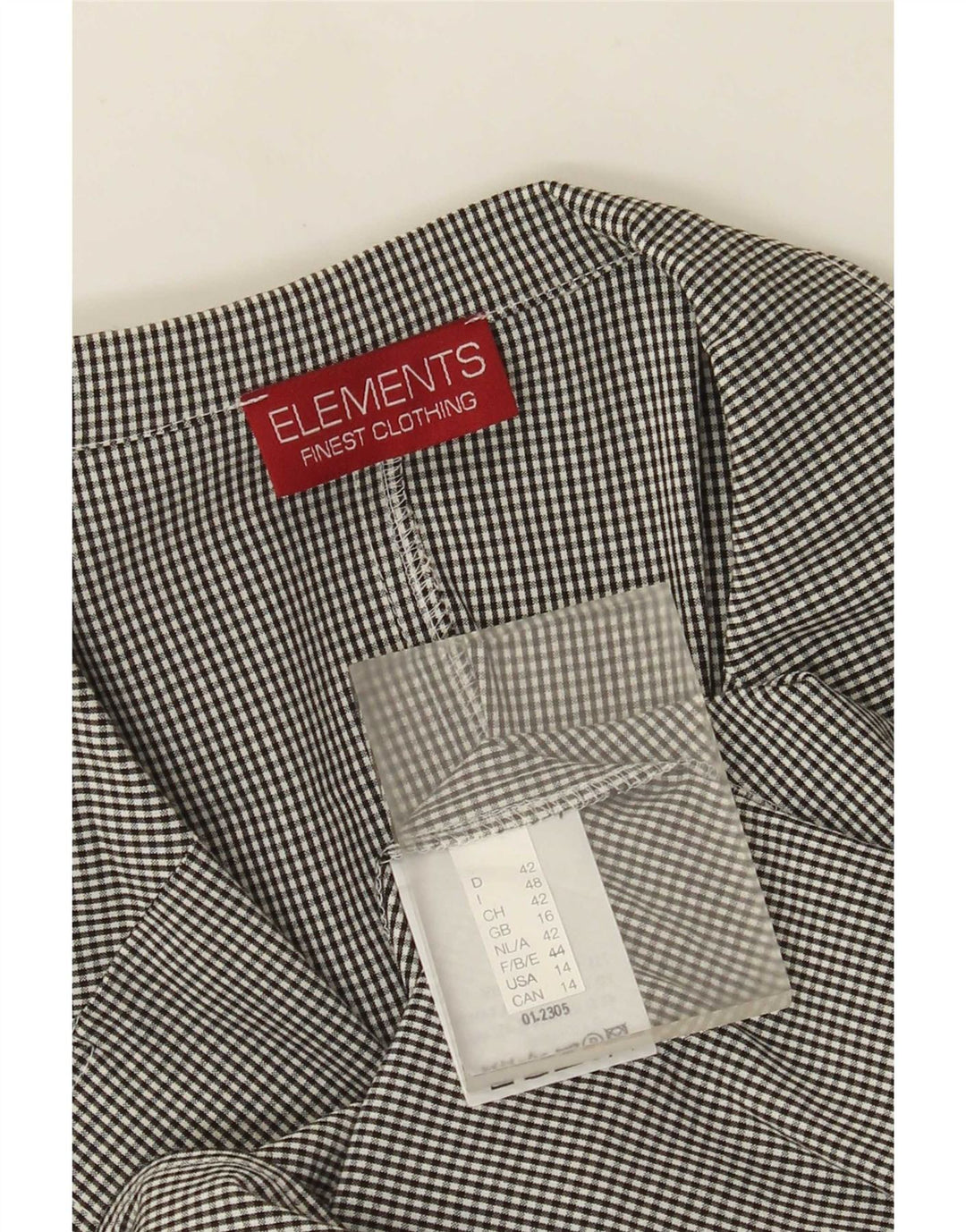 Elements skjorte med 3/4 ærmer til kvinder UK 16 Large Black Gingham Viscose