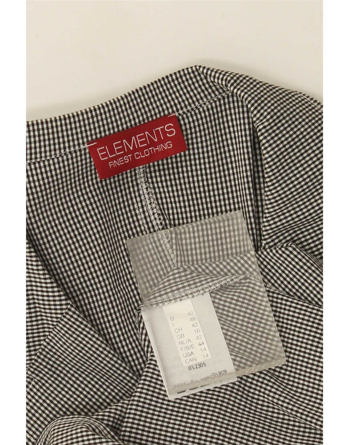 Elements skjorte med 3/4 ærmer til kvinder UK 16 Large Black Gingham Viscose
