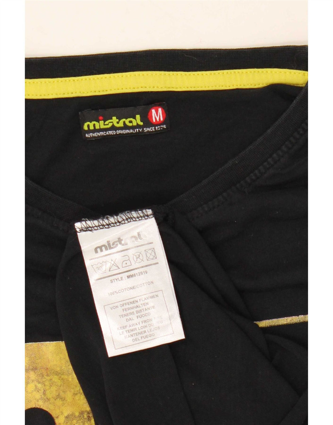 Mistral Herre Grafisk T-Shirt Top Medium Sort Bomuld