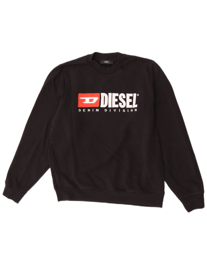 Diesel Herre Grafisk Sweatshirt Jumper Lille sort bomuld