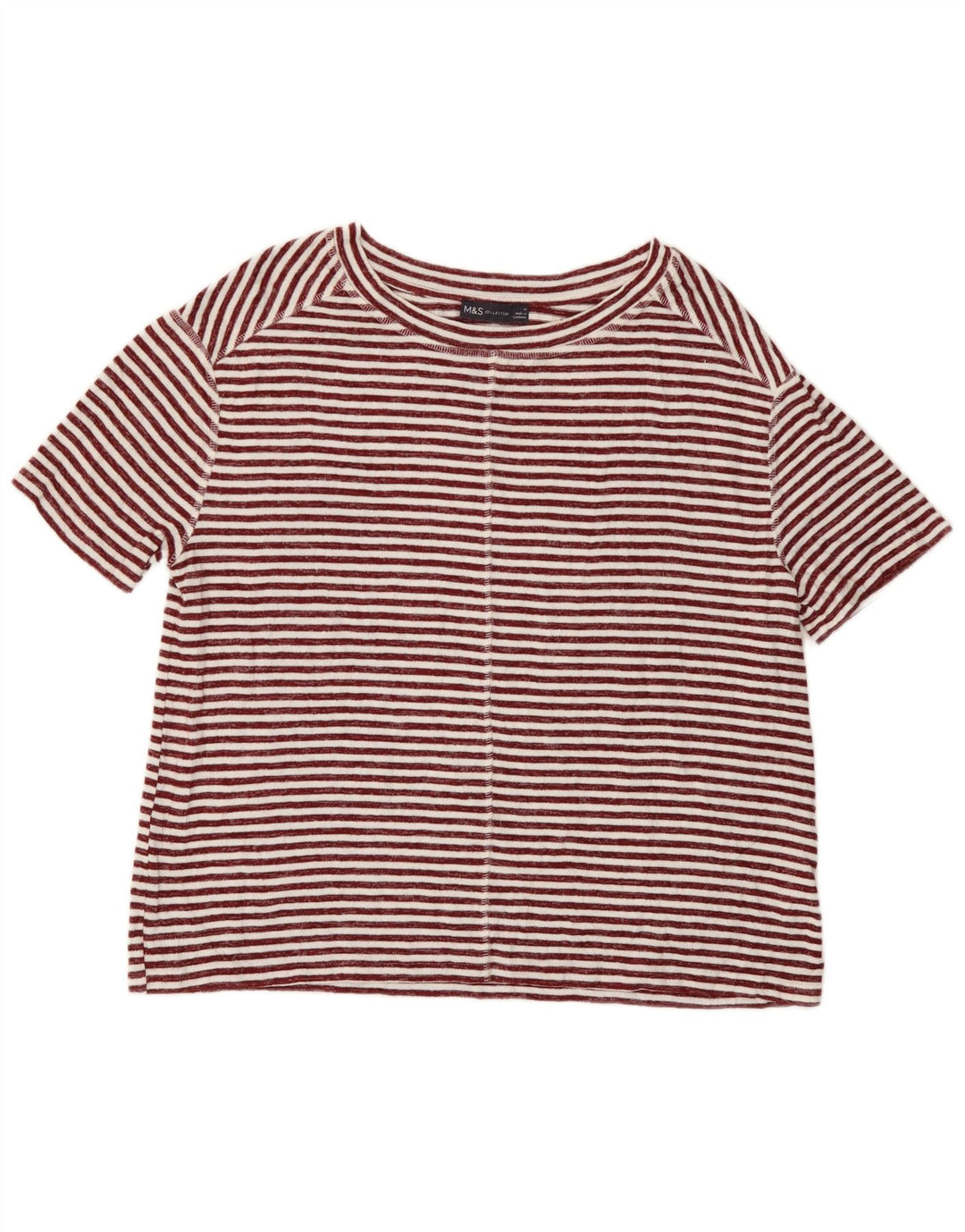 Marks & Spencer T-shirt top til kvinder UK 12 Medium rød stribet viskose