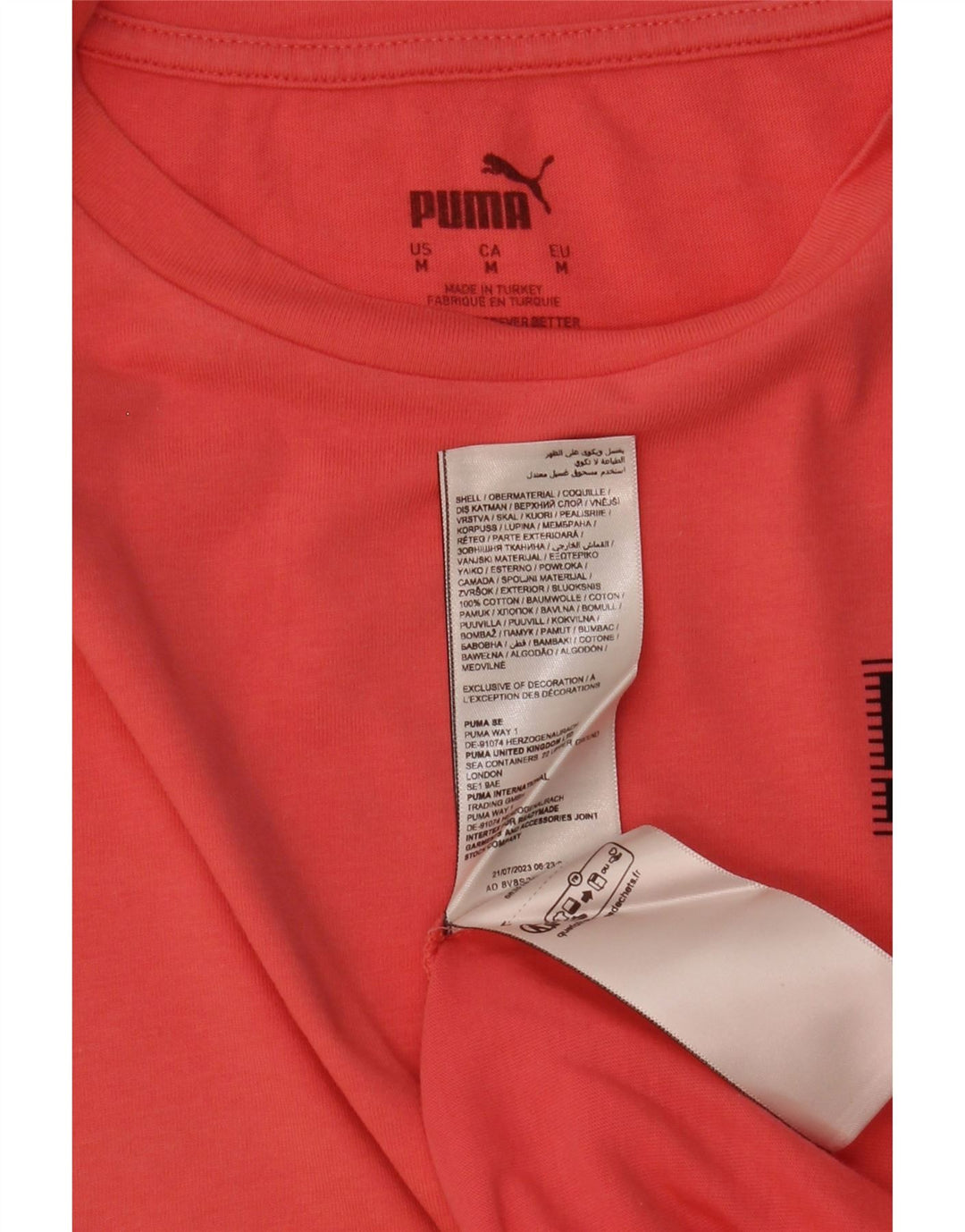 Puma T-Shirt Top UK 14 Medium Orange Bomuld