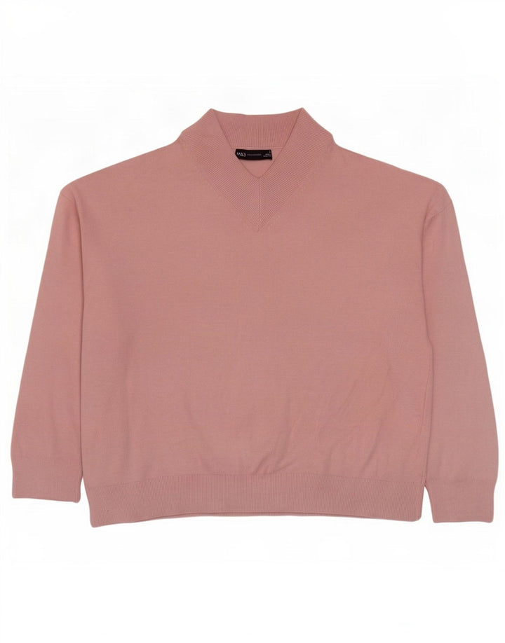 Marks & Spencer Dame Oversized V-hals sweater UK 14 Medium Pink