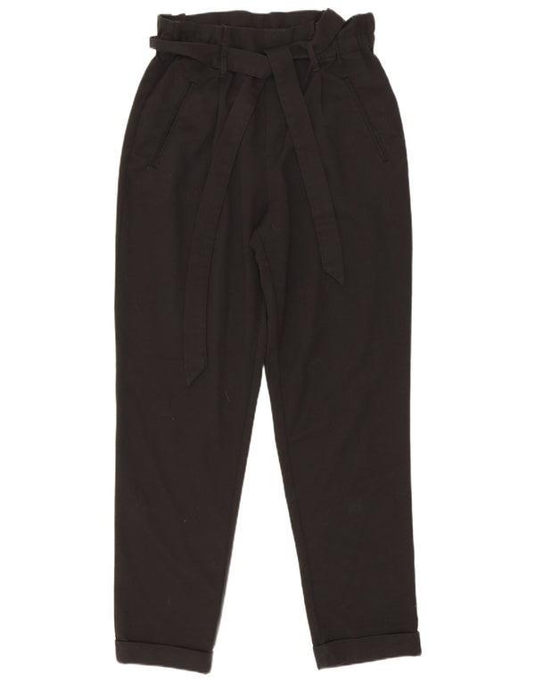 Zara Dame Trafaluc Højtaljet tilspidsede Casual Bukser XS W24 L26 Sort