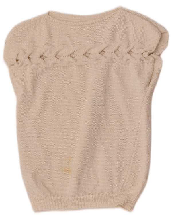 Vintage pigevest tanktop 9-10 år beige