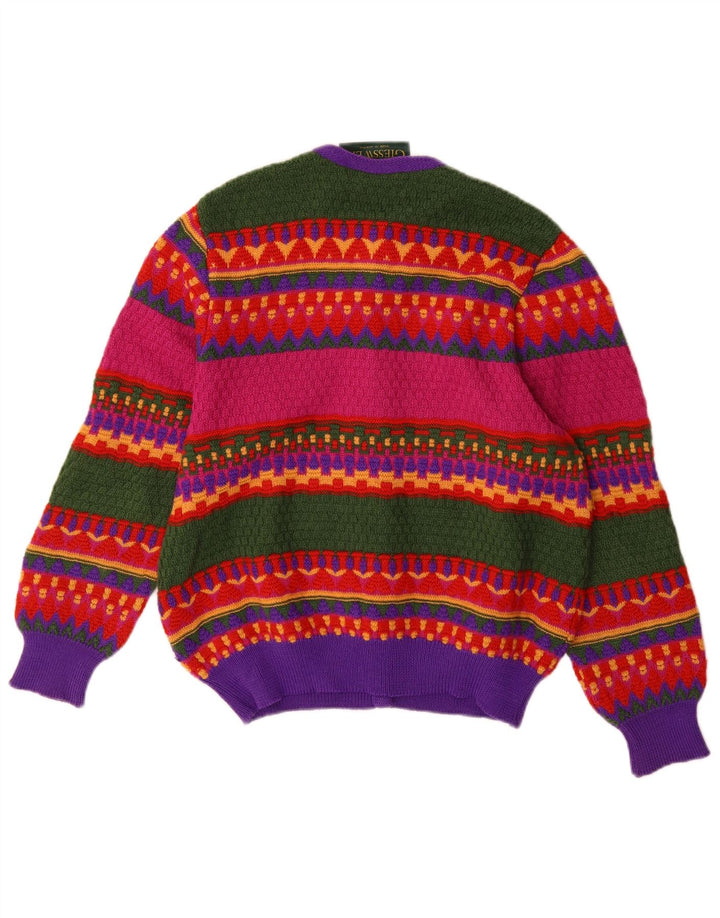 Giesswein Dame Cardigan Sweater UK 14 Stor Flerfarvet Geometrisk