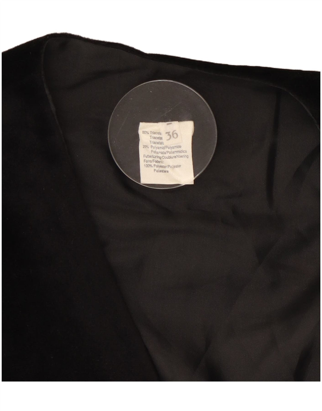 VINTAGE Womens Open Bolero Jacket IT 36 XS Sort Triacetat