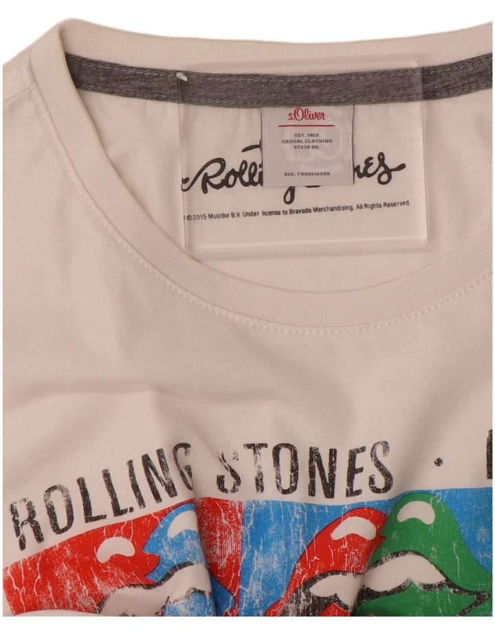 S.Oliver Herre Rolling Stones Grafisk T-Shirt Top Stor Hvid