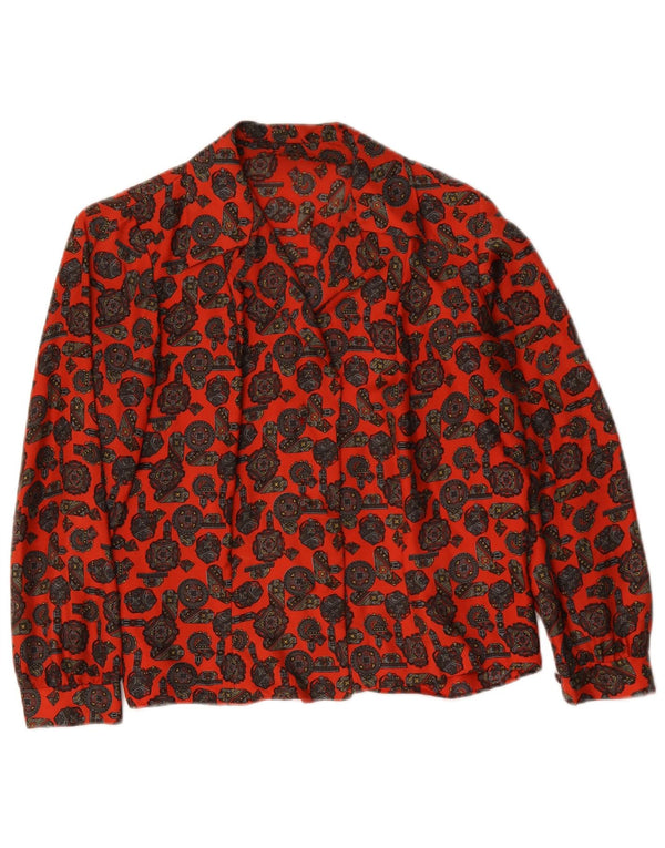 Vintage dameskjorte bluse UK 16 Large Red Geometric
