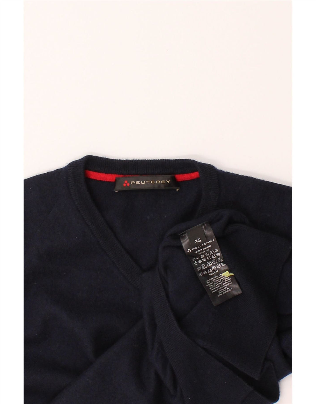 PEUTEREY Mens V-Neck Jumper Sweater XS Navy Blue Cotton Vintage PEUTEREY and Second-Hand PEUTEREY from Messina Hembry 