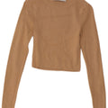 Zara Womens Crop Top Langærmet UK 8 Small Beige Viscose