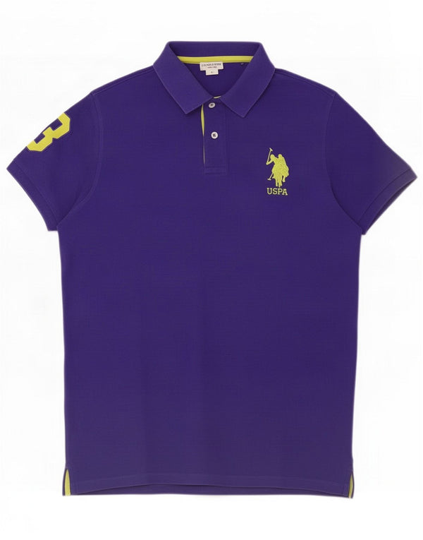 U.S. Polo Assn. Grafisk poloshirt til mænd Large Purple Cotton