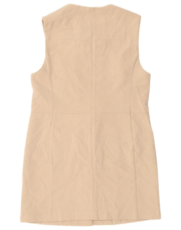 Marks & Spencer Dame Longline ærmeløs blazerjakke UK 10 Small Beige