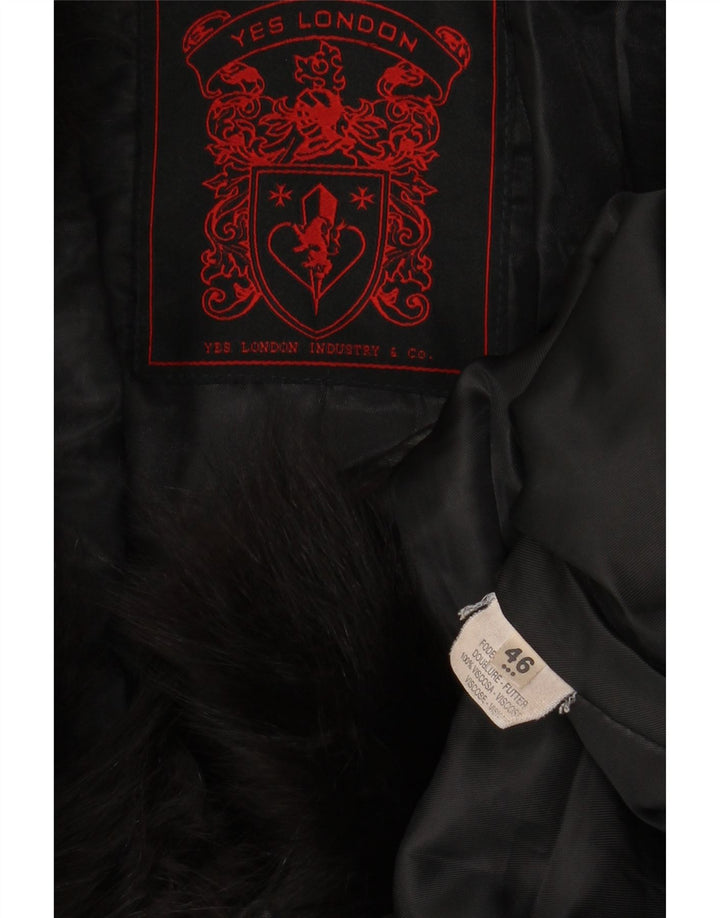 VINTAGE Læderfrakke til kvinder IT 46 Stor sort læder