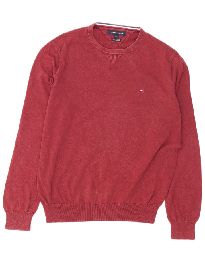 TOMMY HILFIGER sweater med rund hals til mænd Medium rødbrun bomuld