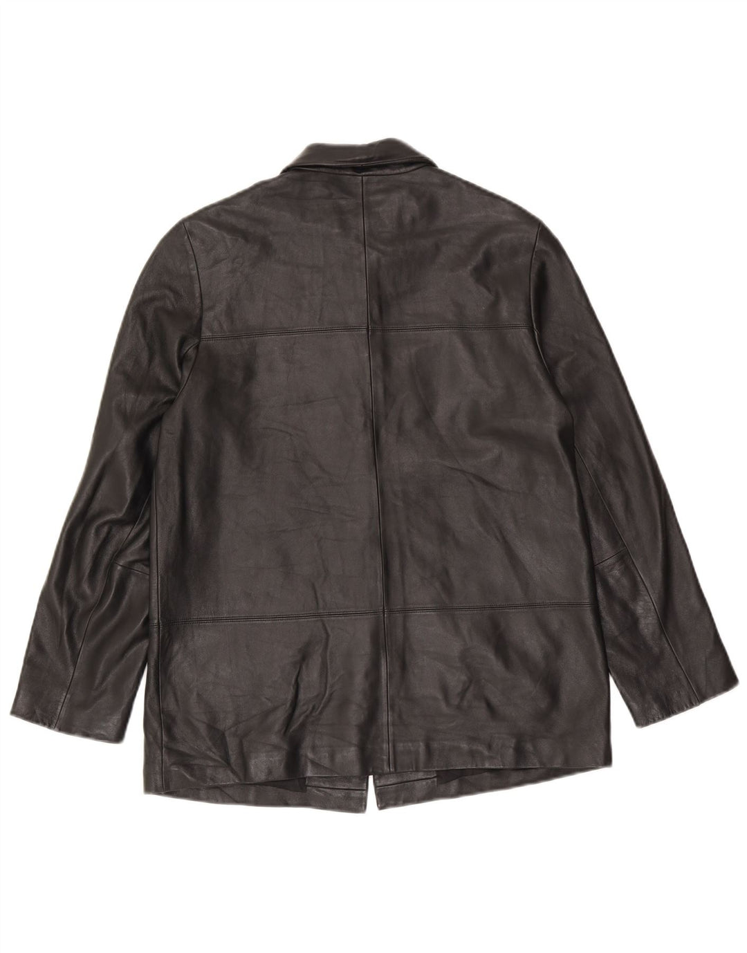 Marks & Spencer Dame Læderjakke UK 12 Medium Sort Læder