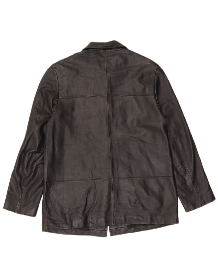 Marks & Spencer Dame Læderjakke UK 12 Medium Sort Læder