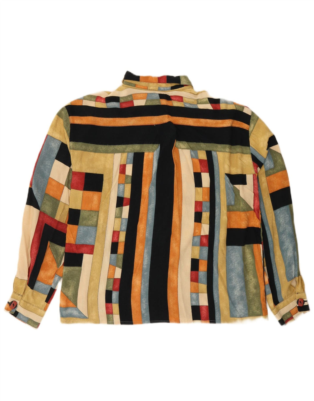 Vintage dameskjorte bluse IT 46 Stor flerfarvet geometrisk