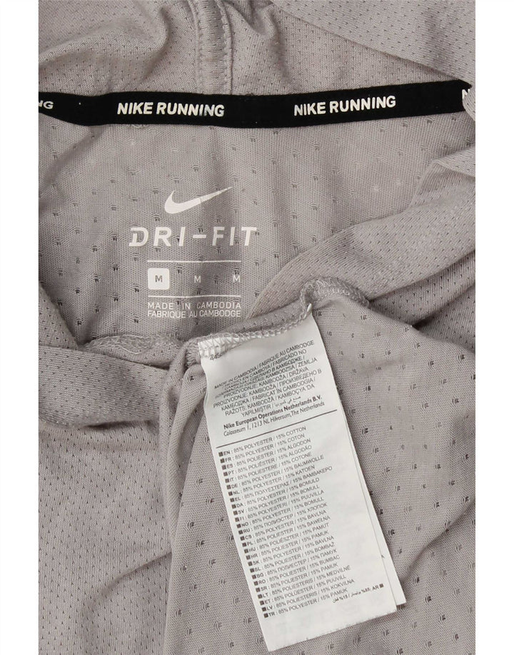 Nike Herre Dri Fit T-shirt med hætte mellemgrå polyester