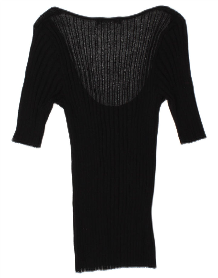 Zara Dame se Gennem 3/4 ærmet bluse Top UK 12 Medium Sort