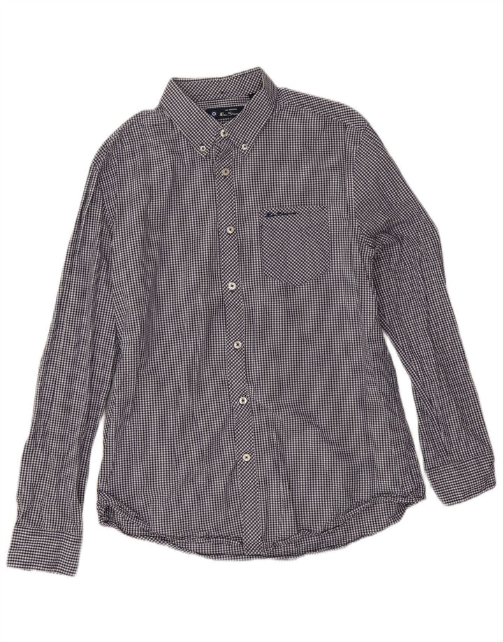 Ben Sherman herreskjorte stor marineblå Gingham bomuld
