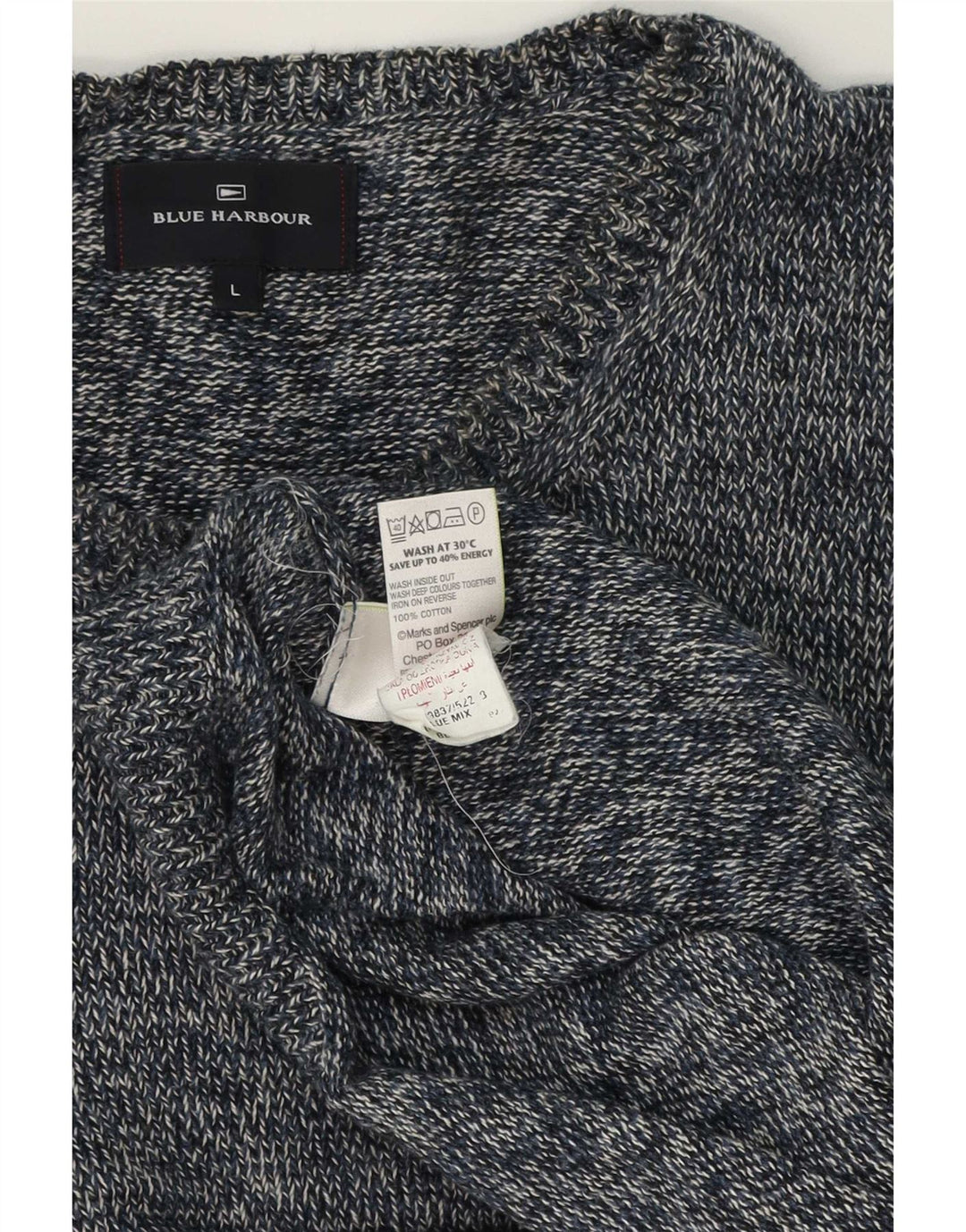 Marks & Spencer Herre Blue Harbor Crew Neck Jumper Sweater Large Navy