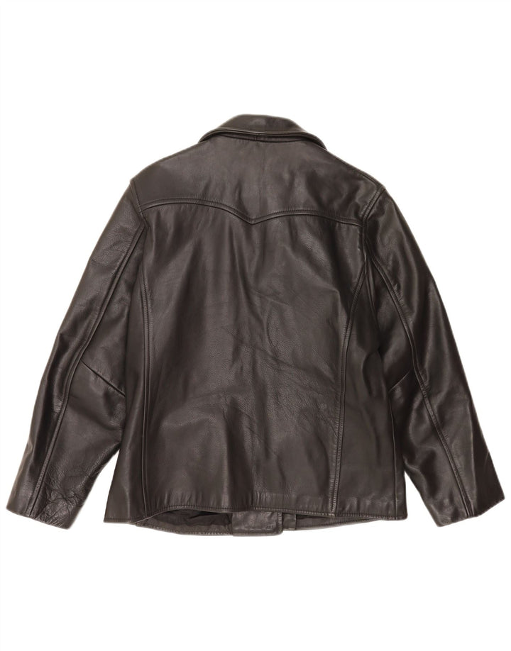 Club Monaco Dame Læderjakke UK 14 Medium Sort Læder