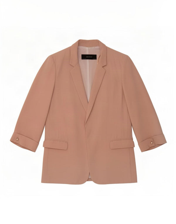 Zara Dame 3/4 ærmet åben blazerjakke UK 14 Medium Pink Polyester