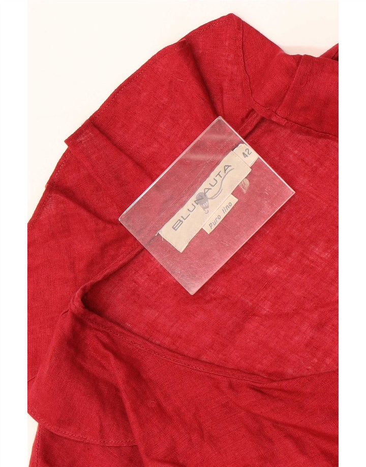 Blunauta Dame Flæse Front Bluse Top IT 42 Medium Rød Linned