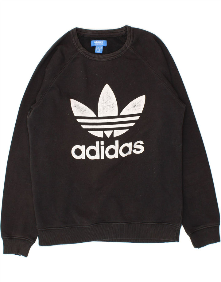 ADIDAS Mens Graphic Sweatshirt Jumper Medium Black Cotton Vintage Adidas and Second-Hand Adidas from Messina Hembry 