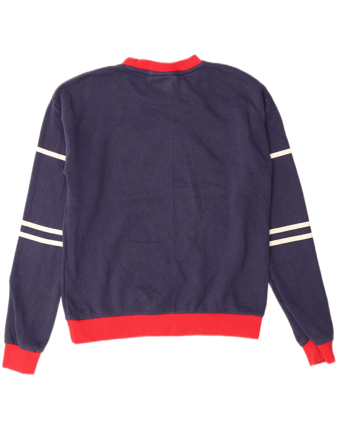 FILA Womens Oversized Sweatshirt Jumper UK 6 XS Navy Blue Colourblock Vintage Fila and Second-Hand Fila from Messina Hembry 