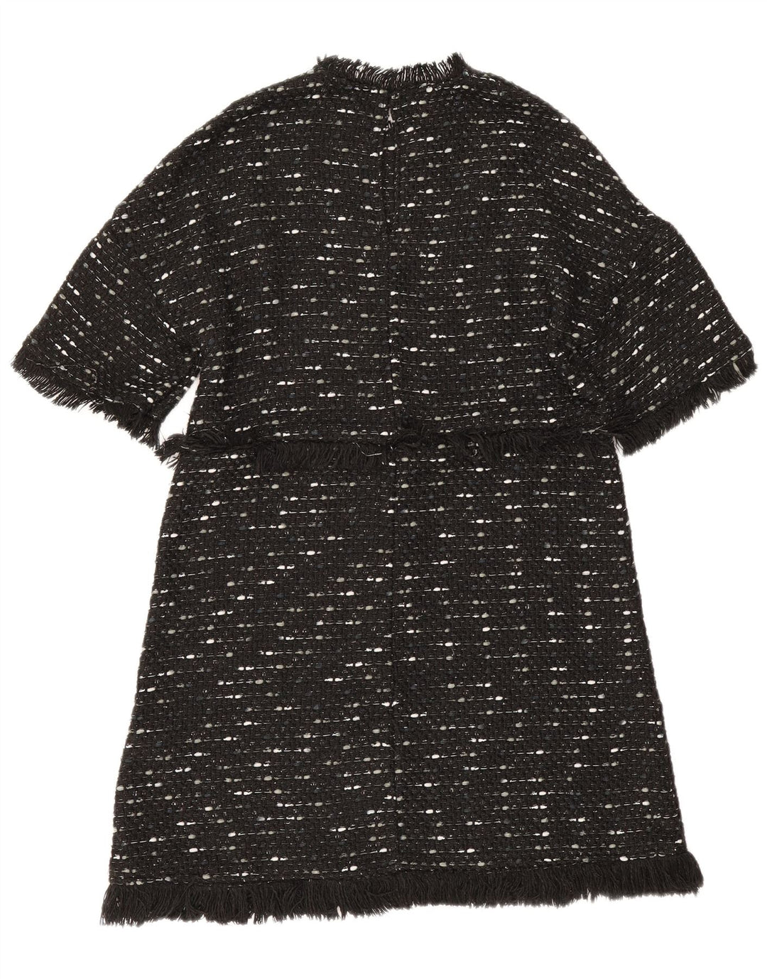 Zara Dame A-Line Kjole UK 12 Medium Sort Flecked Polyester