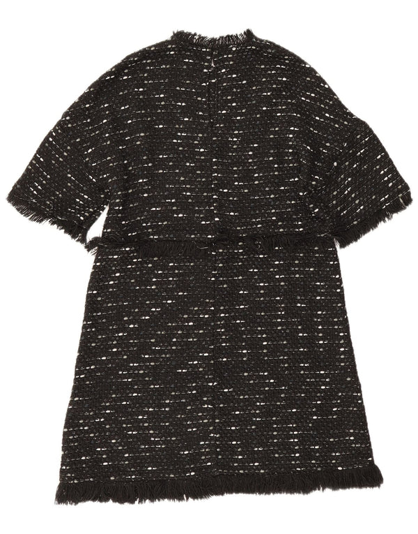 Zara Dame A-Line Kjole UK 12 Medium Sort Flecked Polyester