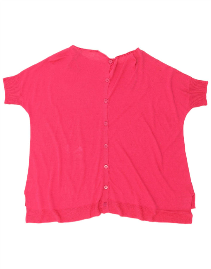 Benetton kortærmet oversized cardigan sweater til kvinder UK 14 Medium Pink