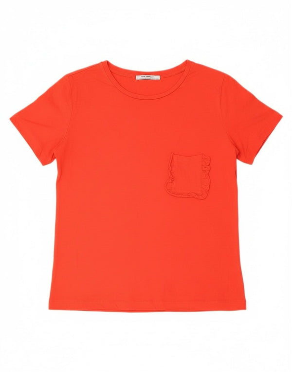 Zara Womens T-Shirt Top UK 10 Small Red Cotton